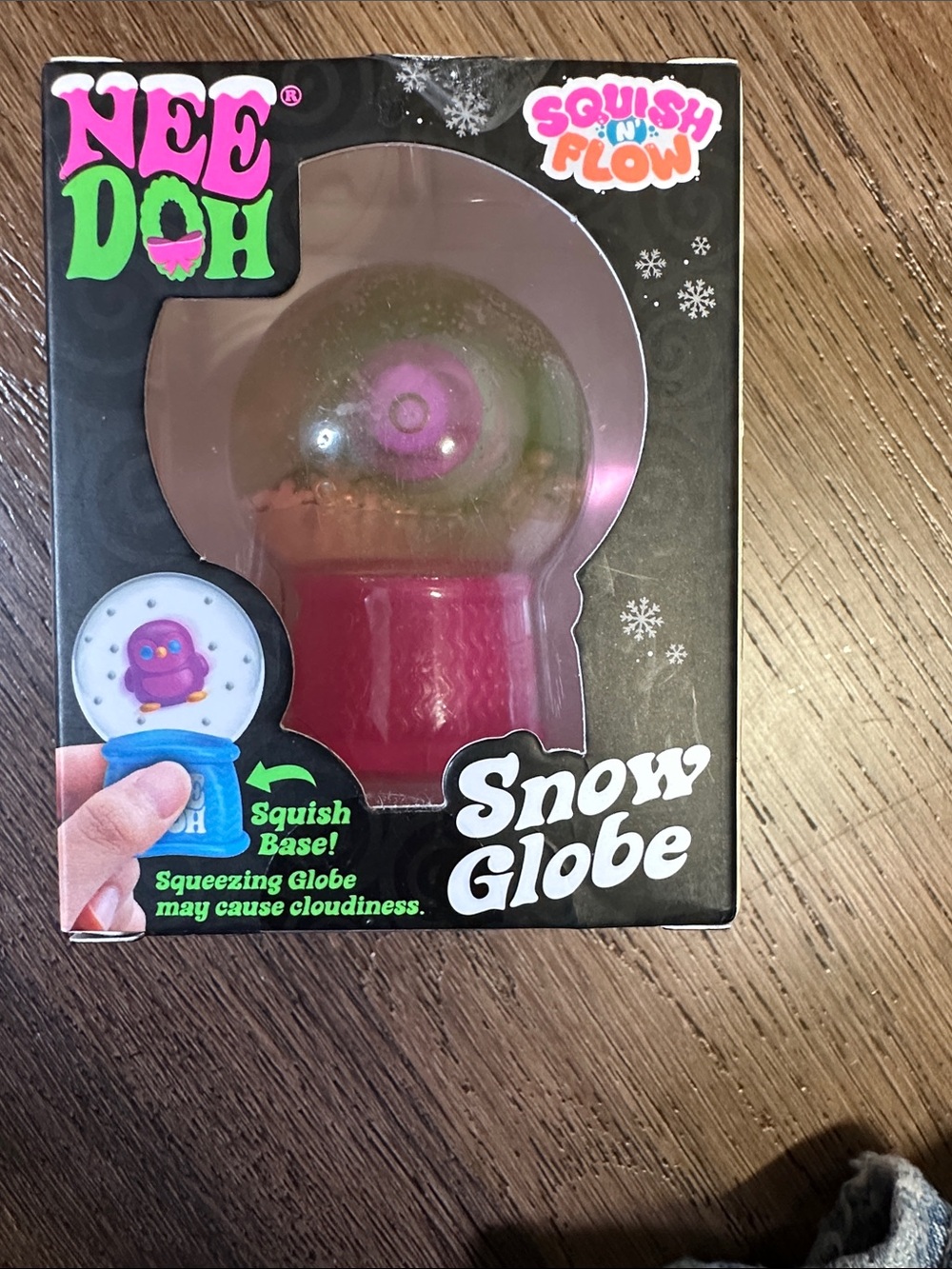 NeeDoh Squish N Plow Snow Globe - Pink and Green